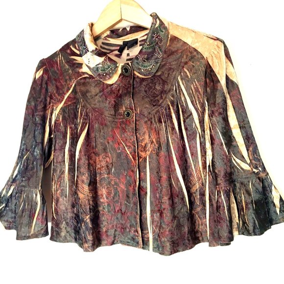 New Directions Womens Crushed Velvet Cape Style Top Size Small - Picture 1 of 8
